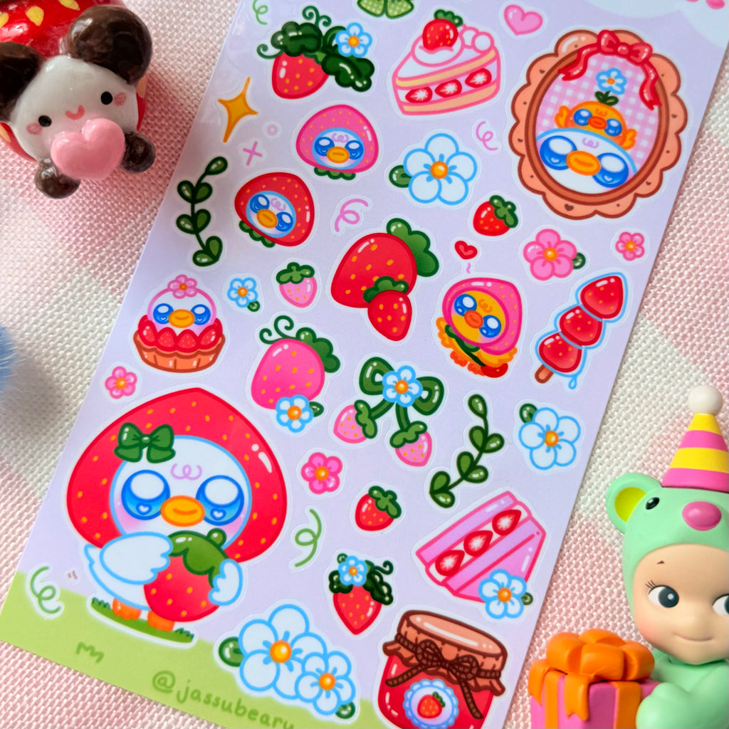 Strawberry Ducks Sticker Sheet