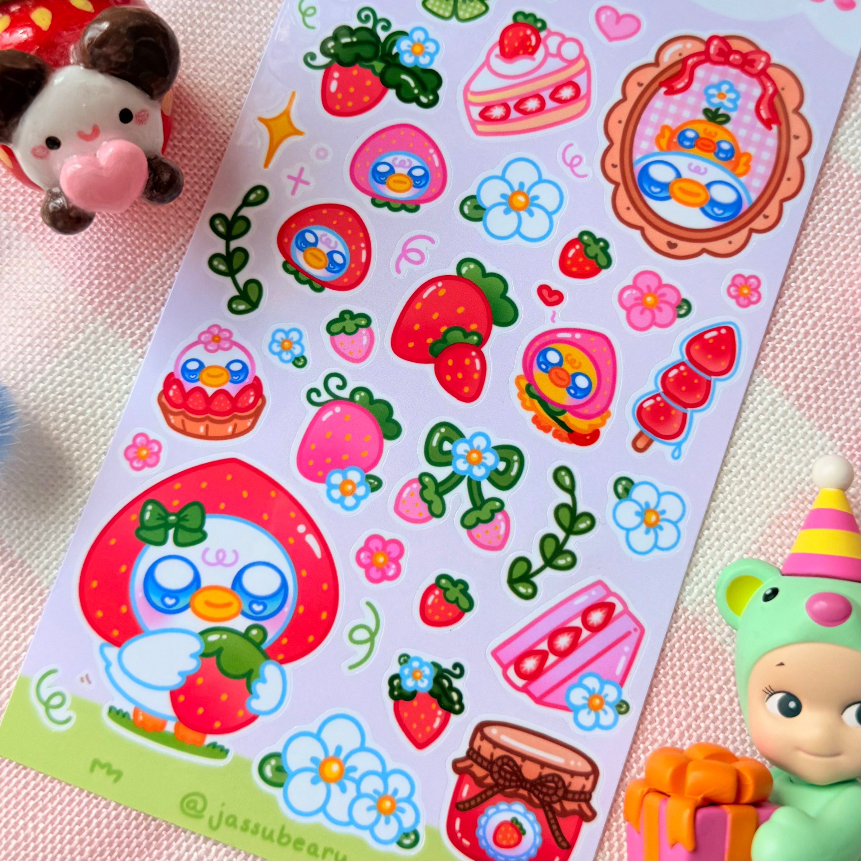 Strawberry Ducks Sticker Sheet