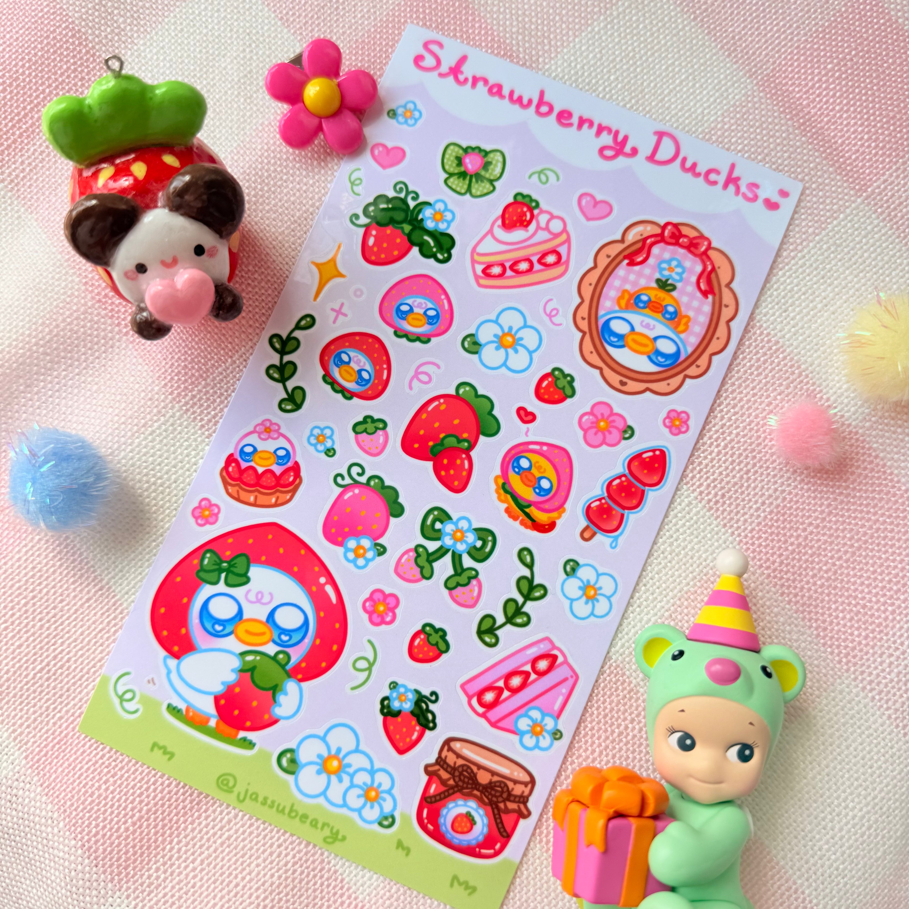 Strawberry Ducks Sticker Sheet