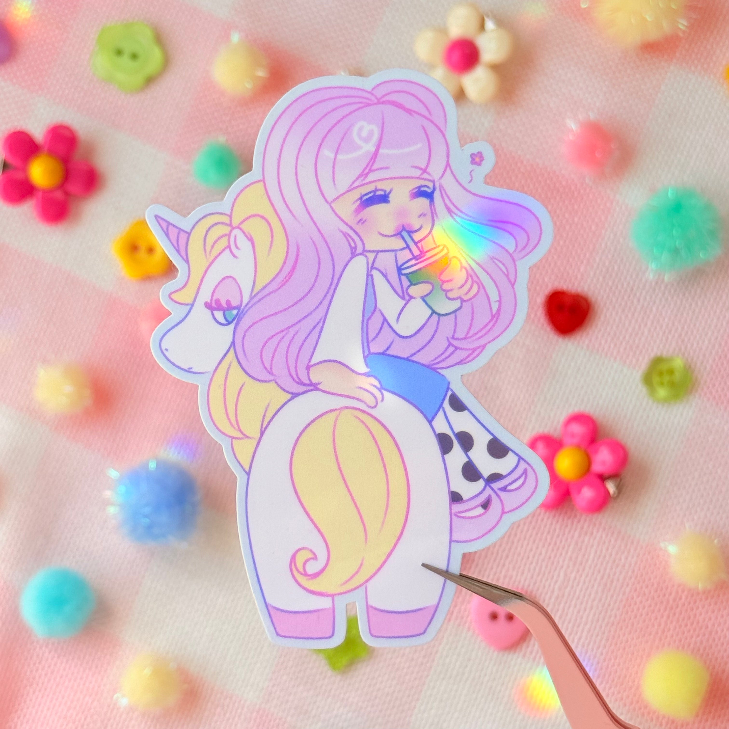 Chibi Unicorn Matcha Girlie Vinyl Sticker