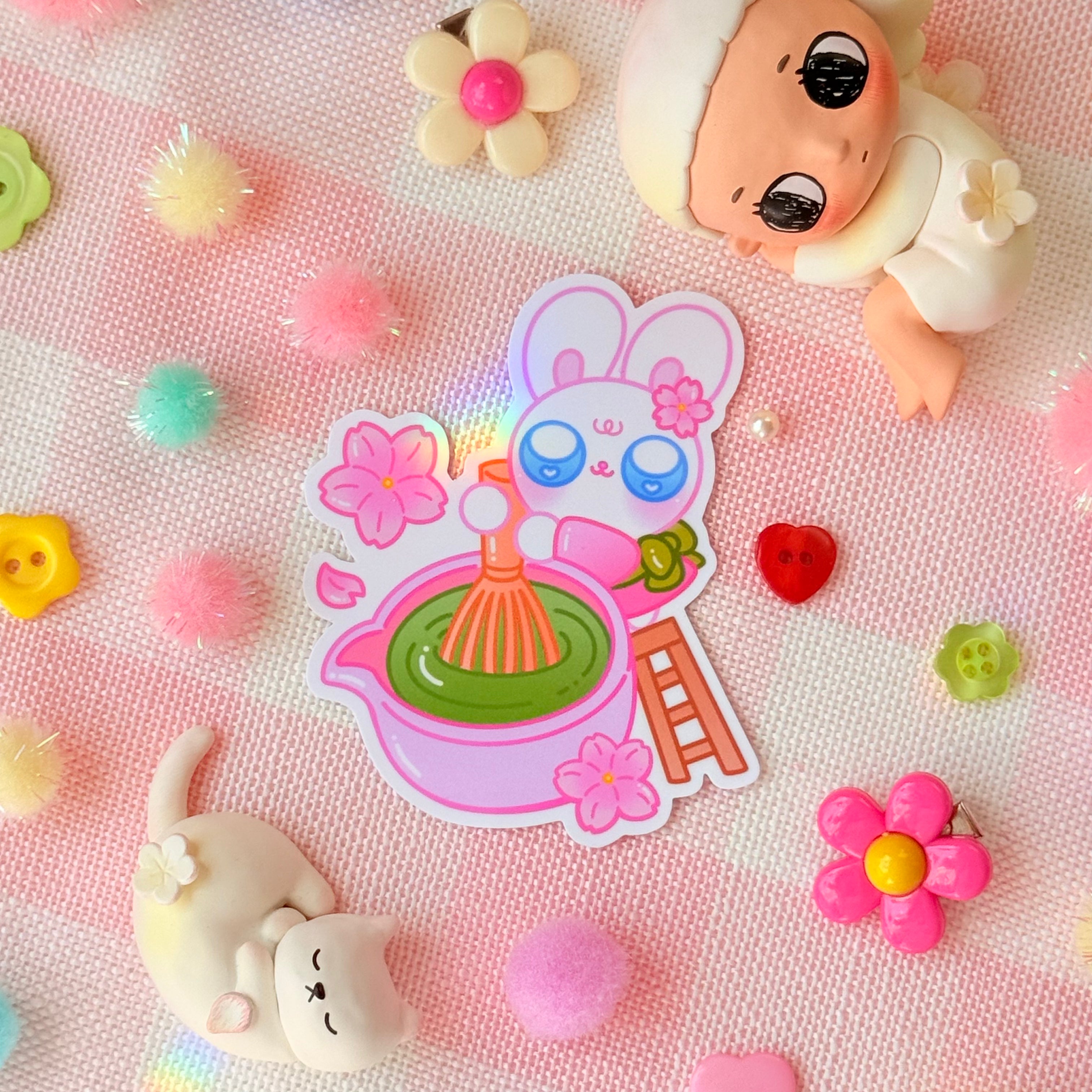 Matcha Bunny Vinyl Sticker