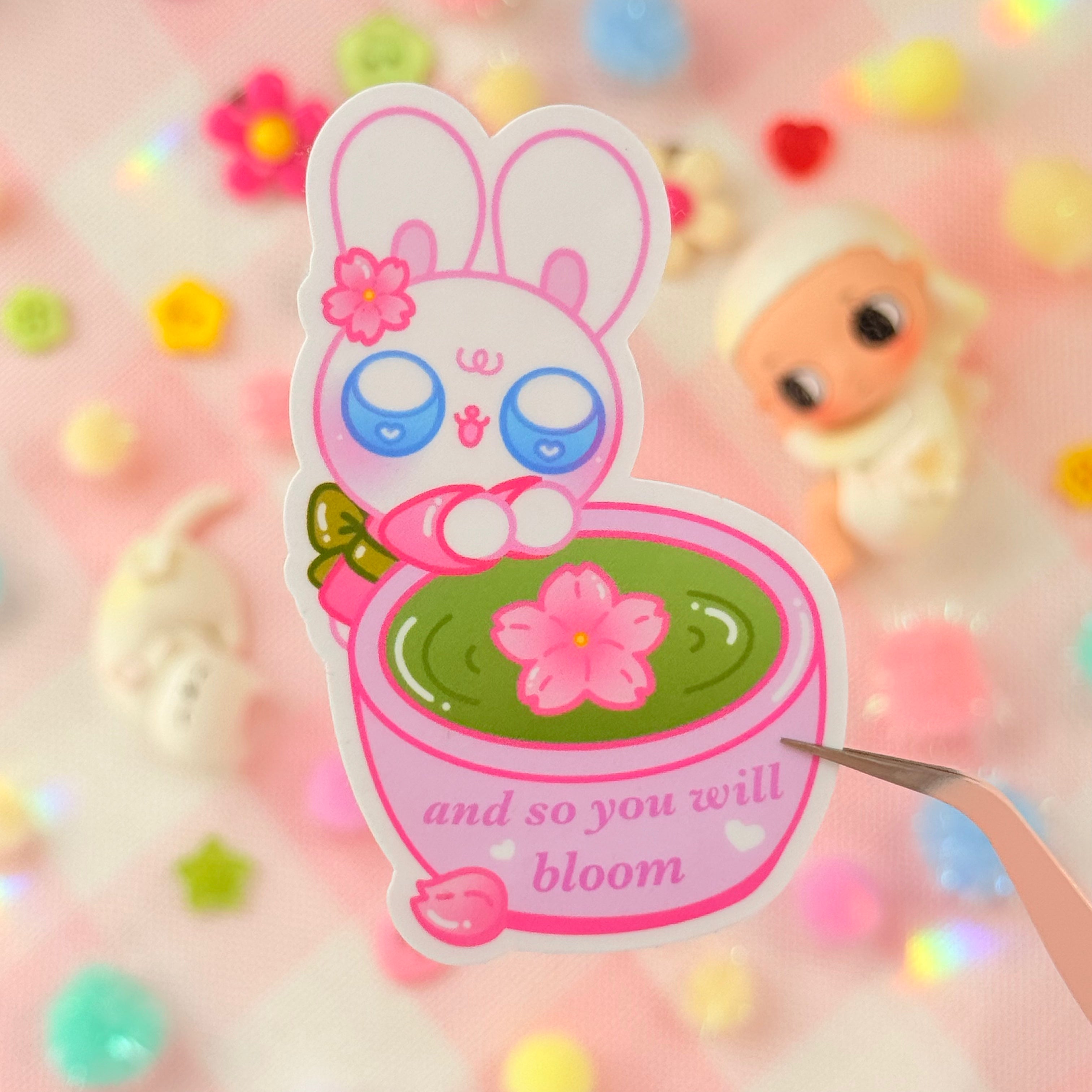 Matcha Bunny Positive Affirmation Vinyl Sticker