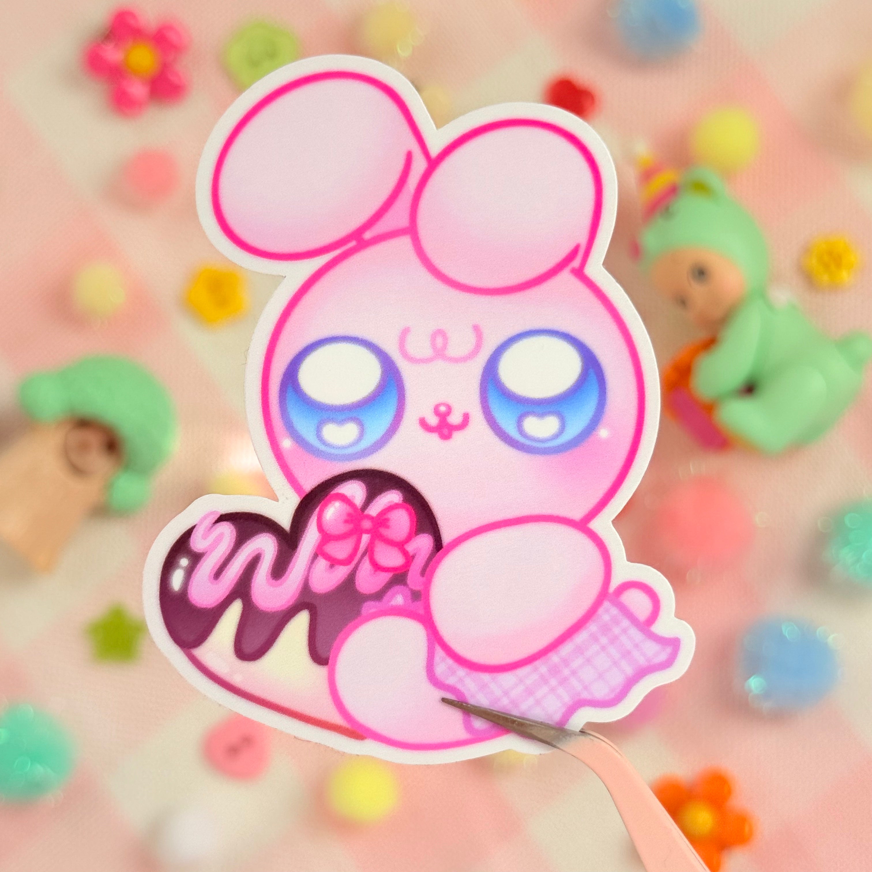 Pink Bunny Choco Vinyl Sticker