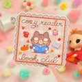Cozy Reader Book Club Kitty Cat Vinyl Sticker