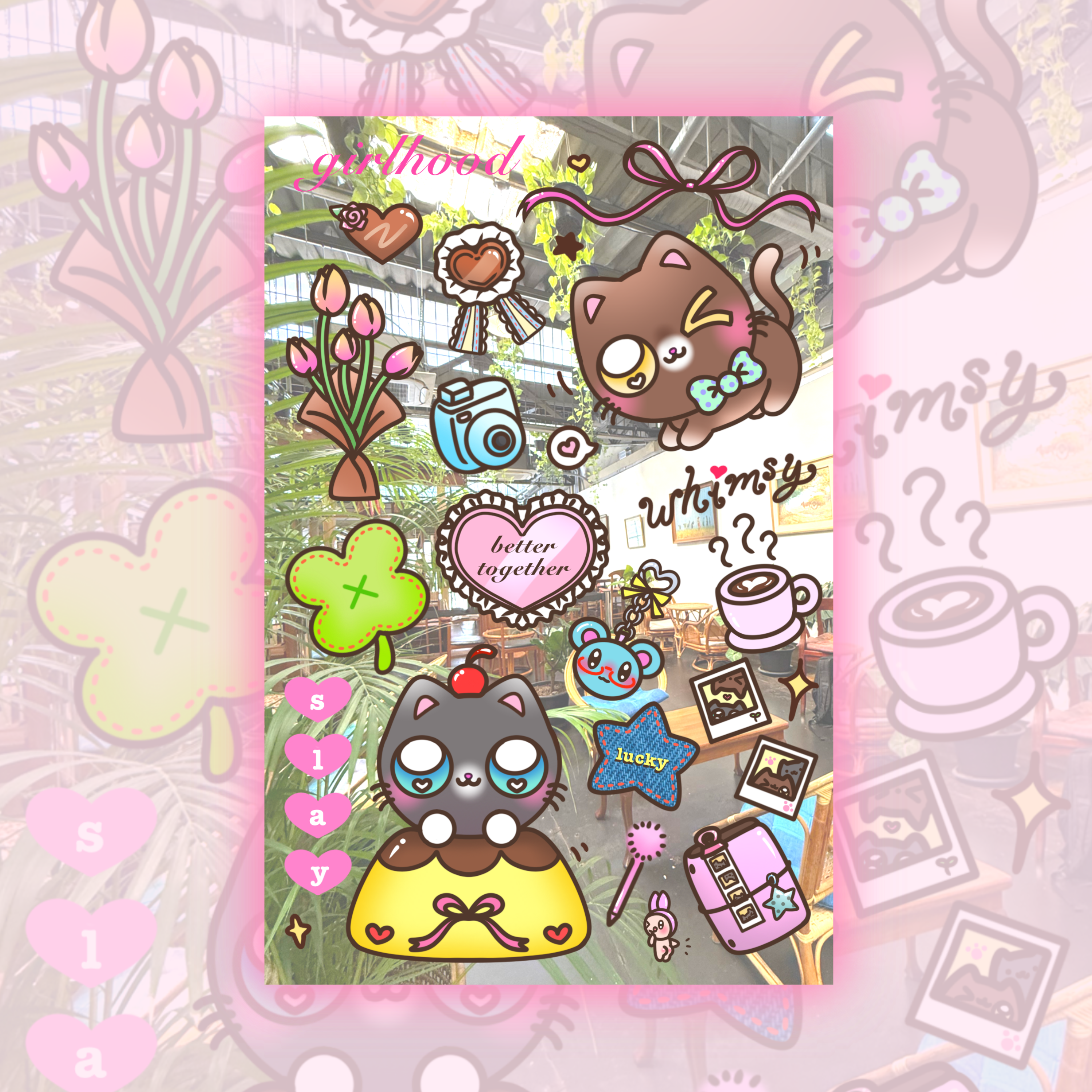 Whimsy Cat Cafe Journaling Sticker Sheet